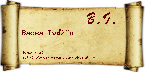 Bacsa Iván névjegykártya